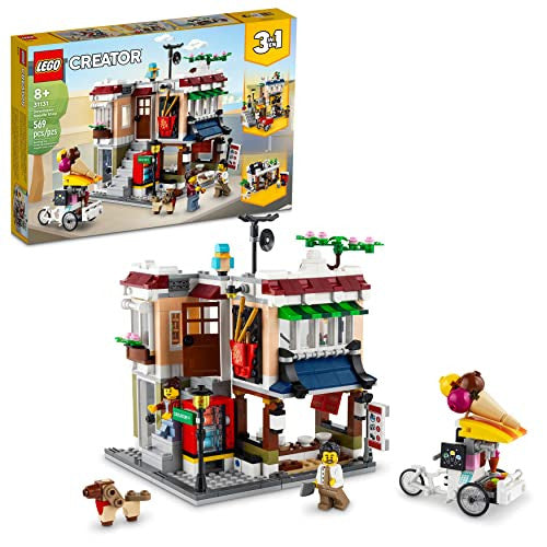 LEGO Creator 3in1 Downtown Noodle Shop 31131 Building Toy Set for Boys Girls and Kids Ages 8+; Features a Townhouse Bike Shop or Arcade 569 Pieces LEGO-31131
