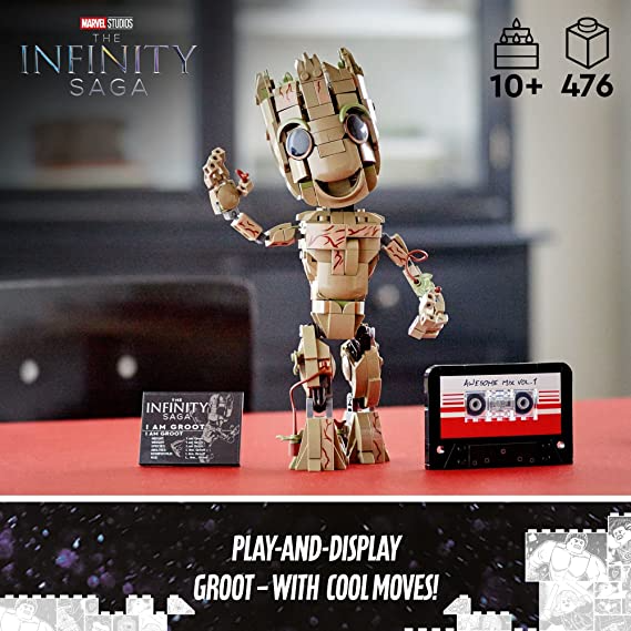 LEGO Marvel I am Groot 76217 Building Toy Set for Kids, Boys, and Girls Ages 10+ (476 Pieces) - Build-and-play Model is Easy to Position and Pose