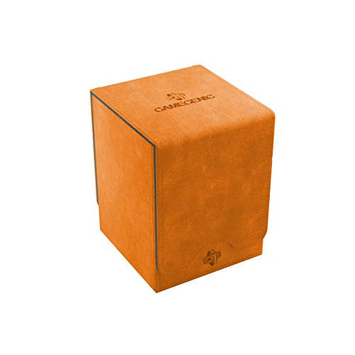 Gamegenic Squire 100+ Convertible Deck Box Card Storage Box with Removable Cover Holds 100 Double-Sleeved Cards Orange Color GG2044