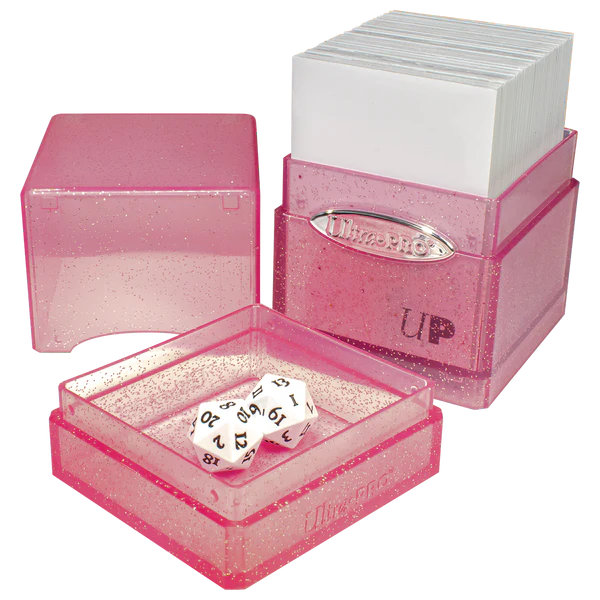 Ultra Pro Ultra Pro Satin Tower Glitter Pink Stores 100+ standard size cards ULPDB15890