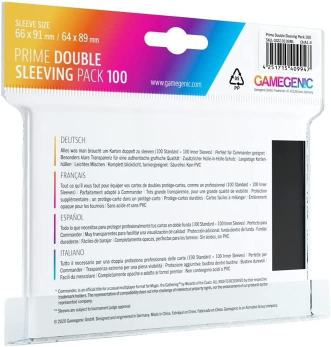 Gamegenic Prime Double Sleeving Pack Protects Up To 100 Standard Gaming Cards G10109
