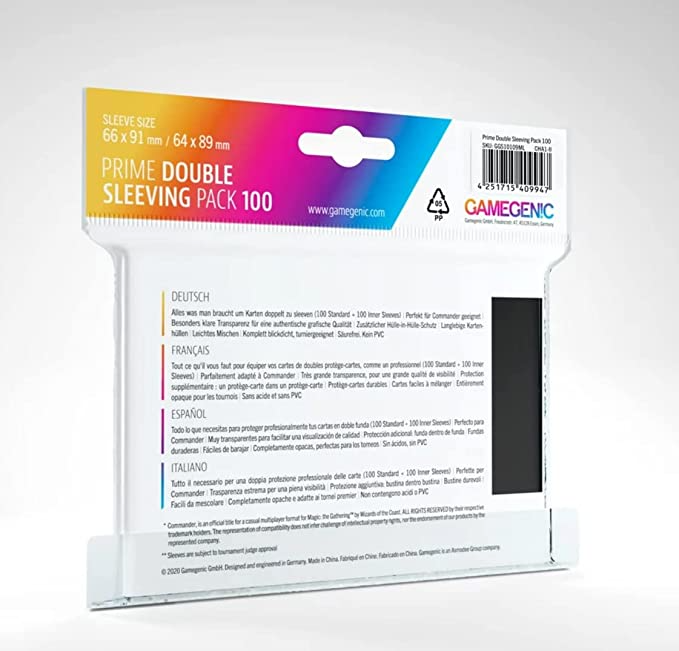 Gamegenic Prime Double Sleeving Pack Protects Up To 100 Standard Gaming Cards G10109