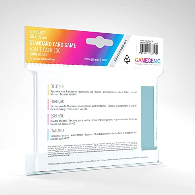 Gamegenic Standard Card Game Value Pack 200 Matte Sleeves Professional Protection for Up to 200 Large TCG Decks and Gaming Cards G10111