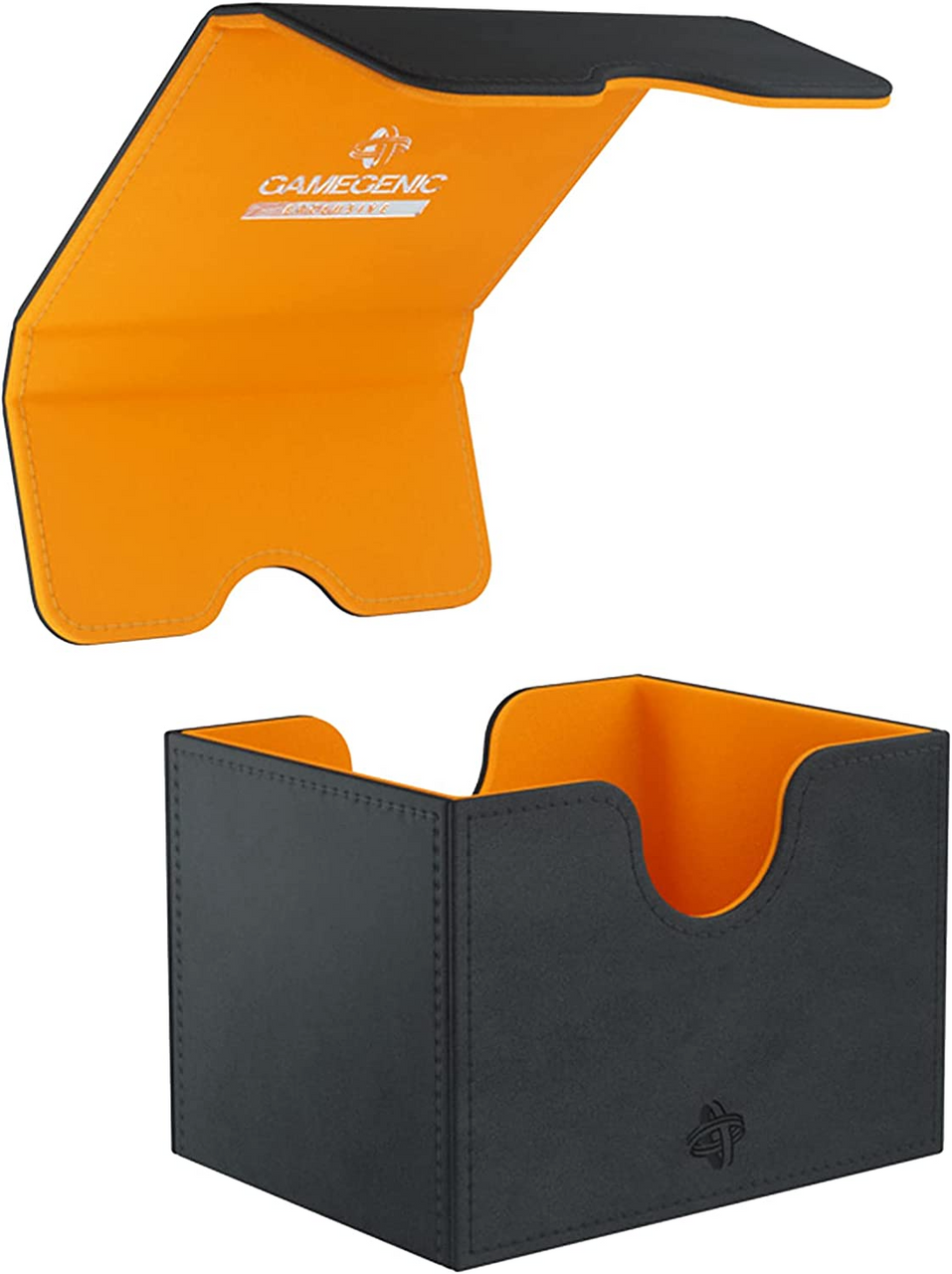 Gamegenic Sidekick 100+ XL Convertible Deck Box Holds 100 Double Sleeved Cards in Extra Thick Inner Card Sleeves Black & Orange Color G20067