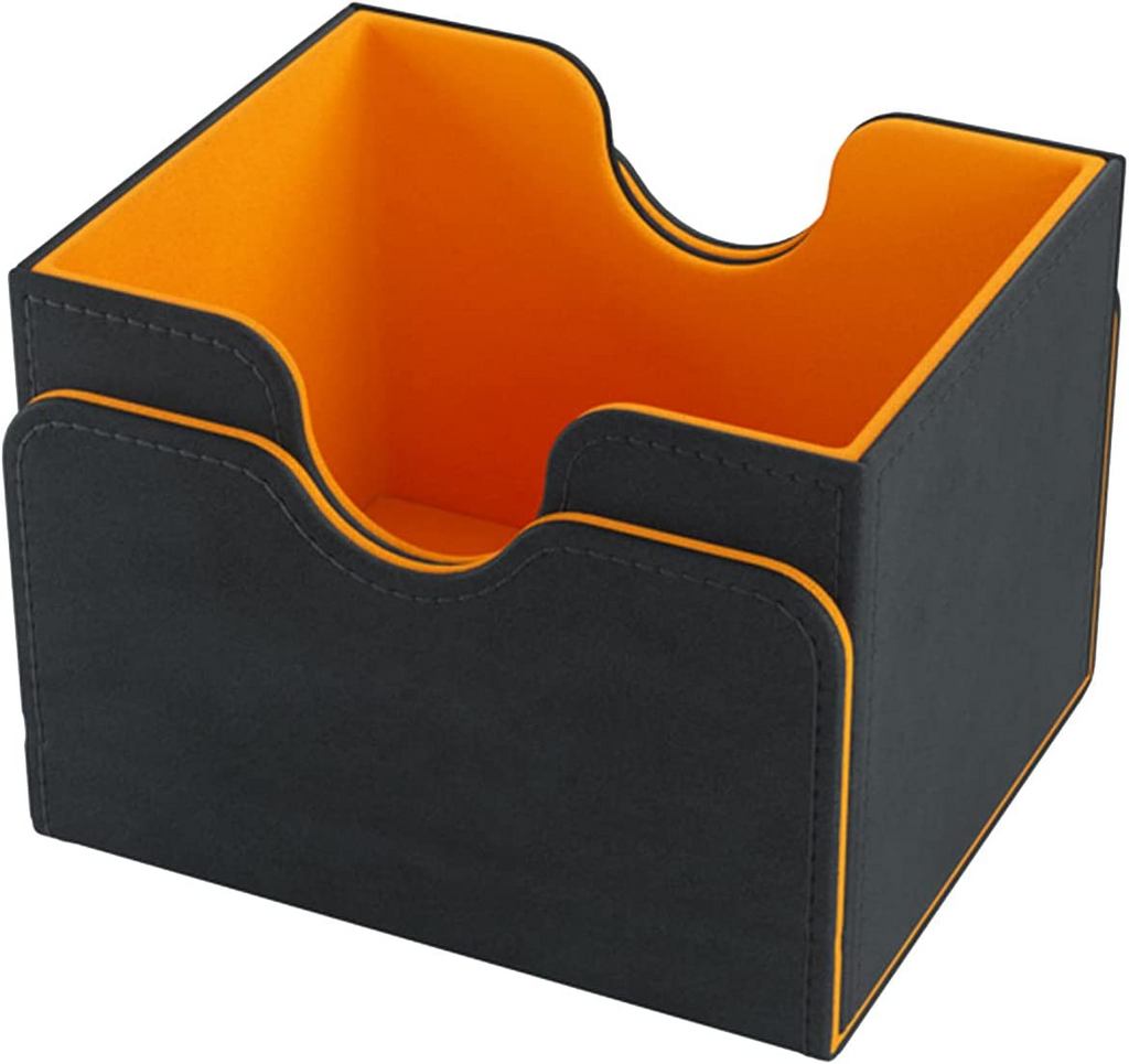 Gamegenic Sidekick 100+ XL Convertible Deck Box Holds 100 Double Sleeved Cards in Extra Thick Inner Card Sleeves Black & Orange Color G20067