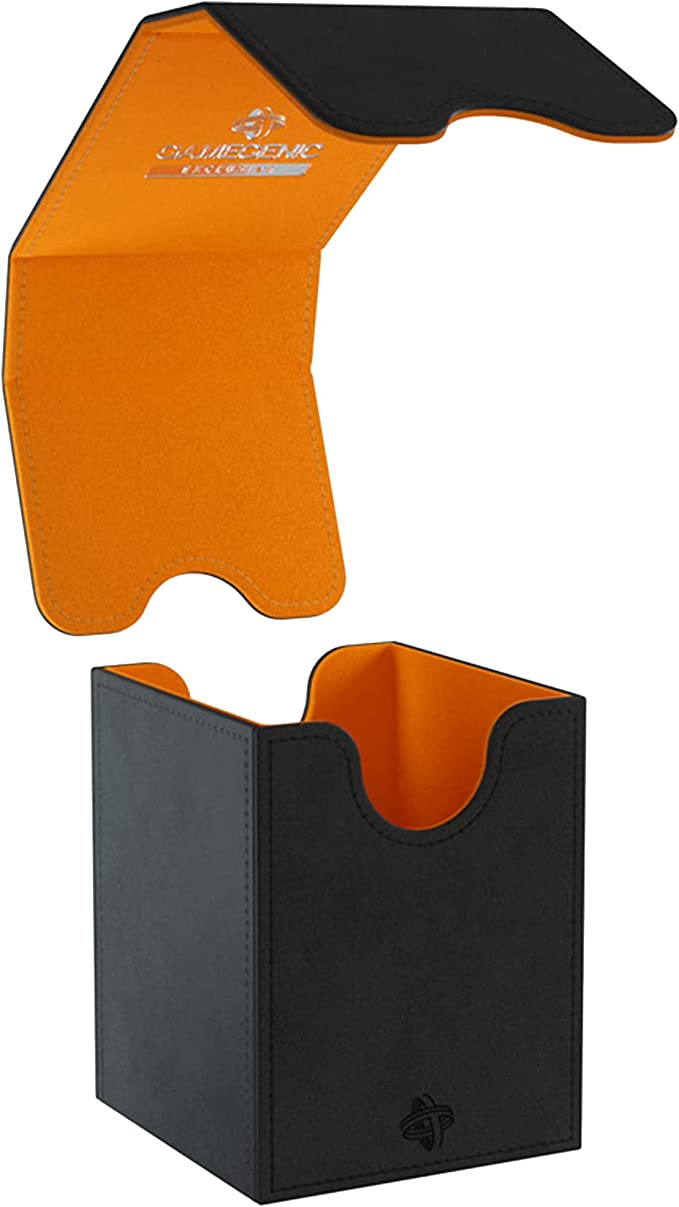 Gamegenic Squire 100+ Xl Convertible Deck Box Holds Up To 100 Cards Black And Orange Color G20068