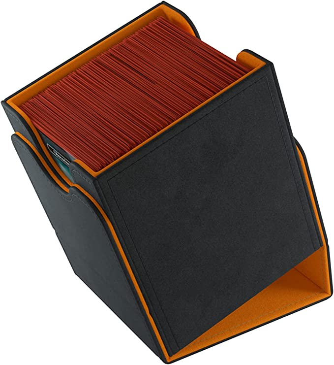 Gamegenic Squire 100+ Xl Convertible Deck Box Holds Up To 100 Cards Black And Orange Color G20068