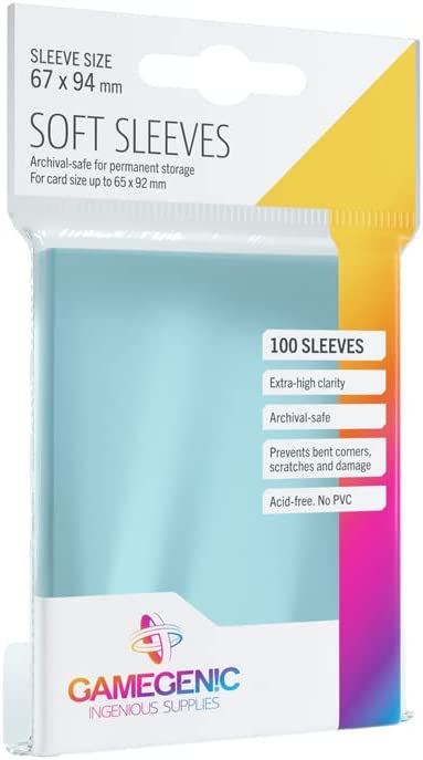 Gamegenic Soft Sleeves Pack of 100 Clear Standard Card Game Sleeves for Board Games and Card Games hold Up to 100 TCG Decks and Gaming Cards GG1014