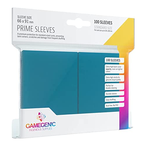 Gamegenic Prime Standard-Sized Card Sleeves 100 Pack of 66 mm by 91 mm Card Sleeves Blue Color GG1016