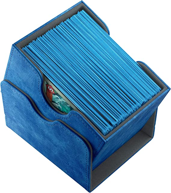 Gamegenic Sidekick 100+ Convertible Deck Box Sideloading Card Storage Box with Removable Cover Holds 100 Double-Sleeved Cards Blue Color GG2011