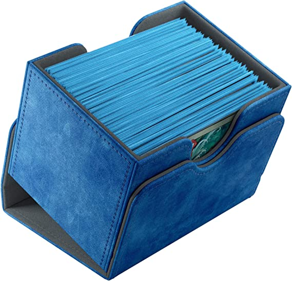 Gamegenic Sidekick 100+ Convertible Deck Box Sideloading Card Storage Box with Removable Cover Holds 100 Double-Sleeved Cards Blue Color GG2011