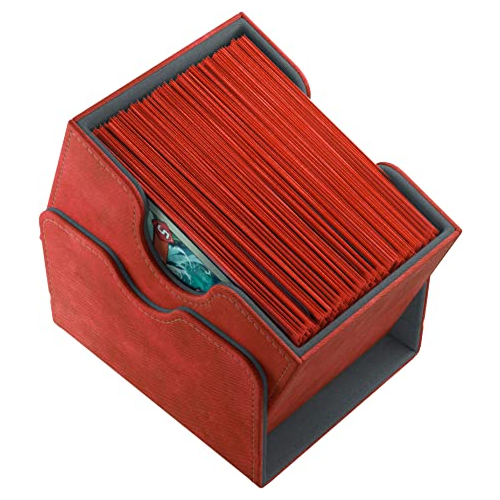 Gamegenic Sidekick 100+ Convertible Deck Box Sideloading Card Storage Box with Removable Cover Holds 100 Double-Sleeved Cards Red Color GG2012