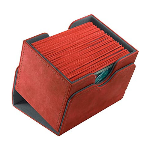 Gamegenic Sidekick 100+ Convertible Deck Box Sideloading Card Storage Box with Removable Cover Holds 100 Double-Sleeved Cards Red Color GG2012
