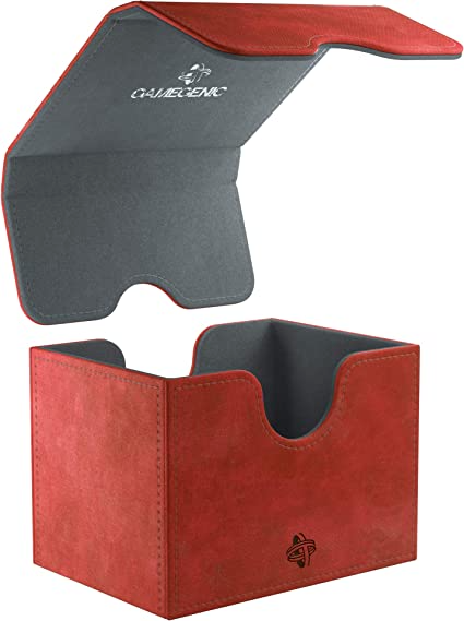 Gamegenic Sidekick 100+ Convertible Deck Box Sideloading Card Storage Box with Removable Cover Holds 100 Double-Sleeved Cards Red Color GG2012