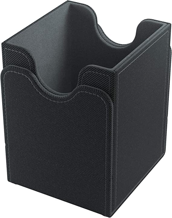 Gamegenic Squire 100+ Convertible Deck Box Card Storage Box with Removable Cover Holds 100 Double-Sleeved Cards Black Color GG2015