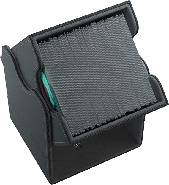 Gamegenic Squire 100+ Convertible Deck Box Card Storage Box with Removable Cover Holds 100 Double-Sleeved Cards Black Color GG2015