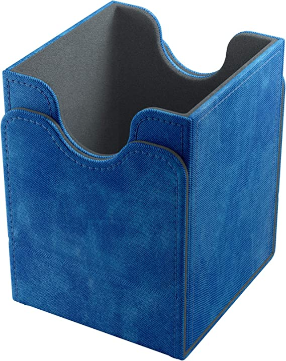 Gamegenic Squire 100+ Convertible Deck Box Card Storage Box with Removable Cover Holds 100 Double Sleeved Cards Blue Color GG2016
