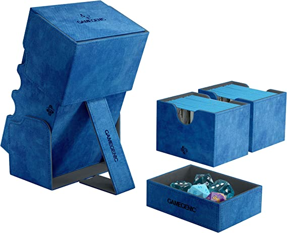 Gamegenic Stronghold 200+ Convertible Deck Box Double Sleeved Card Storage Holds up to 200 Cards Blue Color GG2026