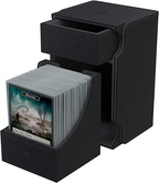 Gamegenic Deck Box Watchtower Convertible Black 100Ct Holds Double Sleeved Cards With Accessories Drawer Mix & Match Customization Secure Closure With Powerful Magnets GG2037
