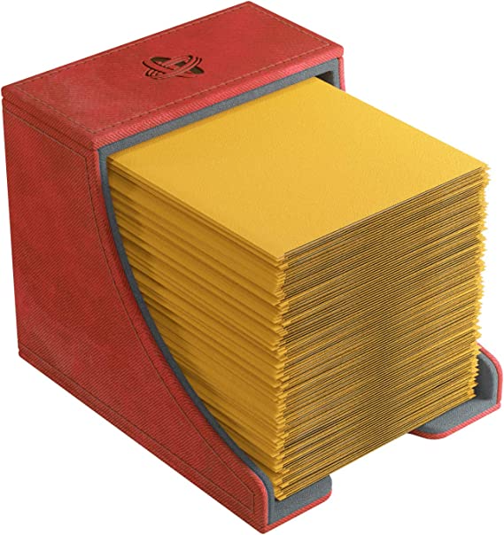 Gamegenic Deck Box Watchtower Convertible Red 100Ct Holds Double-Sleeved Cards With Accessories Drawer Mix & Match Customization Left And Right Handed Use Secure Closure With Powerful Magnets GG2039
