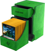 Gamegenic Deck Box Watchtower Convertible Green 100Ct Holds Double Sleeved Cards With Accessories Drawer Mix & Match Customization Secure Closure With Powerful Magnets GG2041