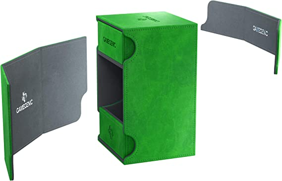Gamegenic Deck Box Watchtower Convertible Green 100Ct Holds Double Sleeved Cards With Accessories Drawer Mix & Match Customization Secure Closure With Powerful Magnets GG2041