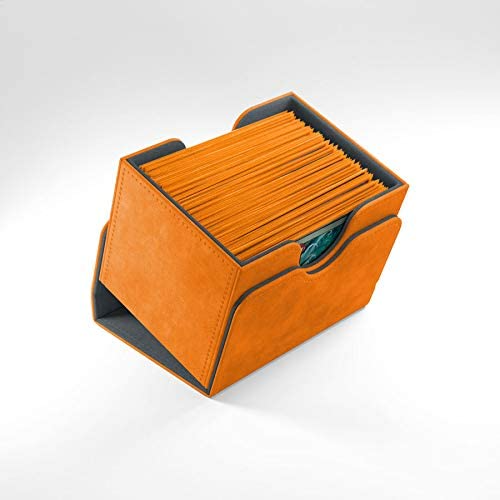 Gamegenic Sidekick 100+ Convertible Deck Box Sideloading Card Storage Box with Removable Cover Holds 100 Double-Sleeved Cards Orange Color GG2043