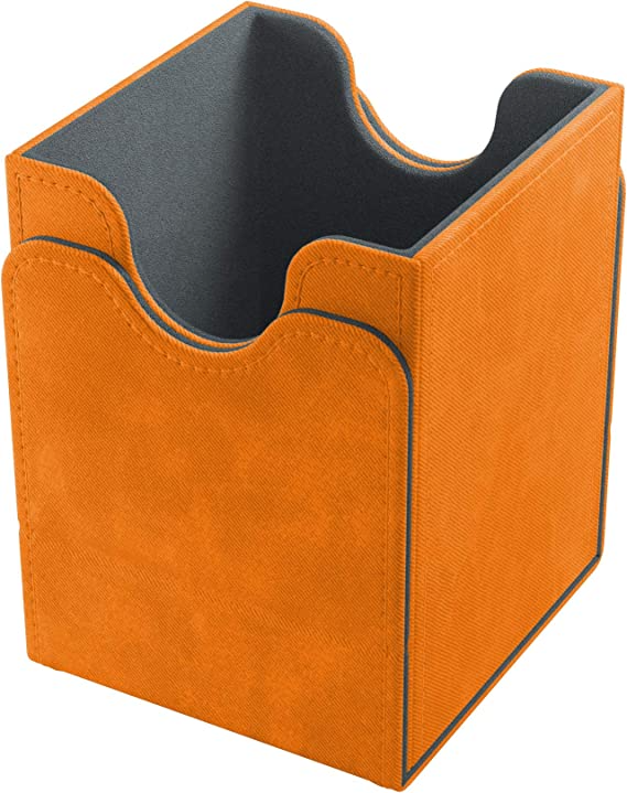Gamegenic Squire 100+ Convertible Deck Box Card Storage Box with Removable Cover Holds 100 Double-Sleeved Cards Orange Color GG2044