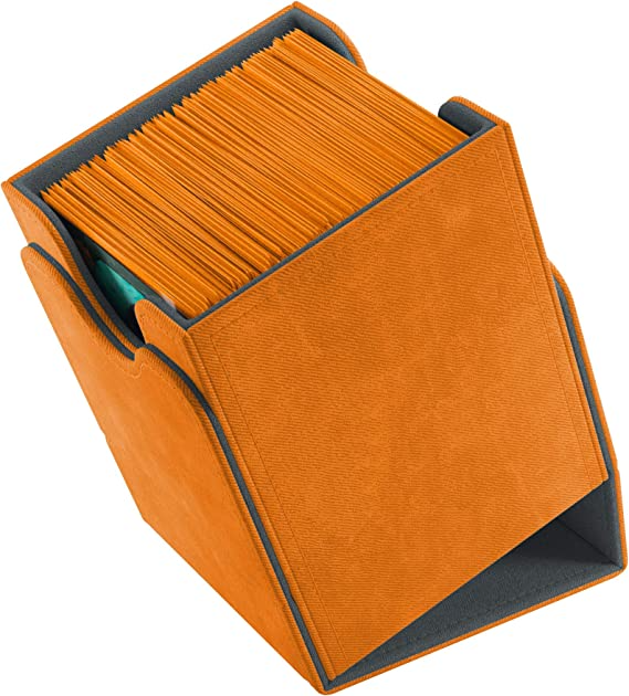 Gamegenic Squire 100+ Convertible Deck Box Card Storage Box with Removable Cover Holds 100 Double-Sleeved Cards Orange Color GG2044