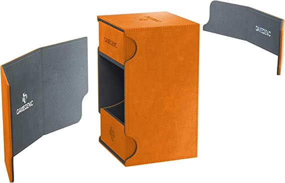 Gamegenic Deck Box Watchtower Convertible Orange 100CtHolds Double Sleeved Cards With Accessories Drawer Mix & Match Customization Secure Closure With Powerful Magnets GG2045