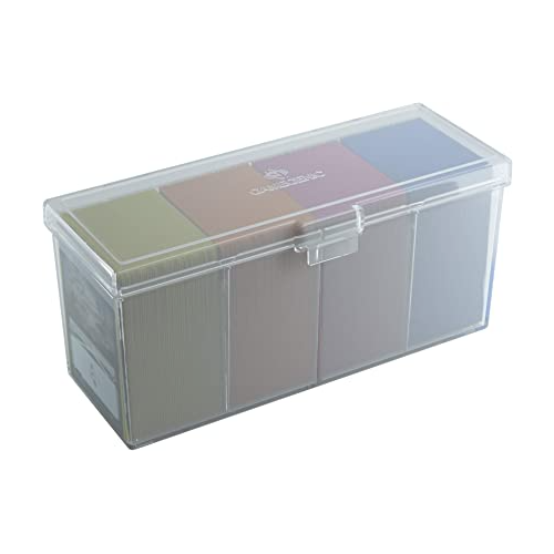 Gamegenic Fourtress 320+ Casual Deck Box Double Sleeved Card Storage with Flex Card Divider Holds up to 320 Cards Clear Color GG2516