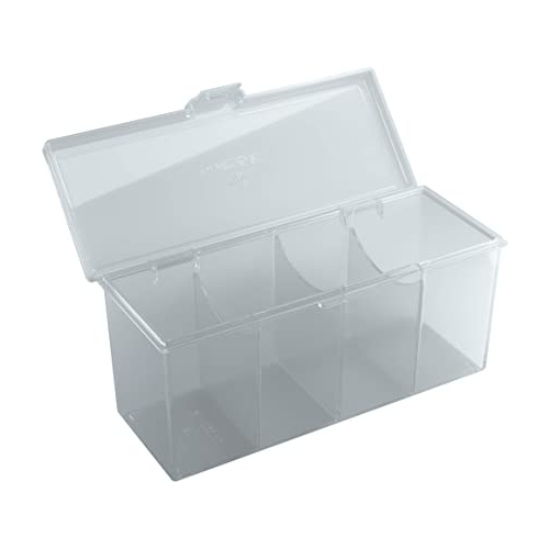 Gamegenic Fourtress 320+ Casual Deck Box Double Sleeved Card Storage with Flex Card Divider Holds up to 320 Cards Clear Color GG2516