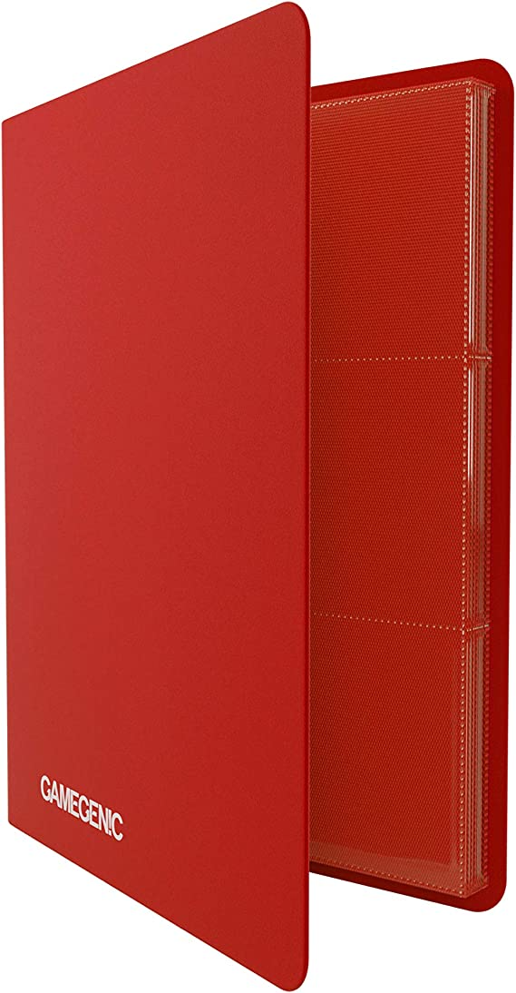 Gamegenic Casual Album 18 Pocket Red 20 Side Loading Pages For 360 Sleeved Cards Optimized For Double Sleeved Cards GG3202