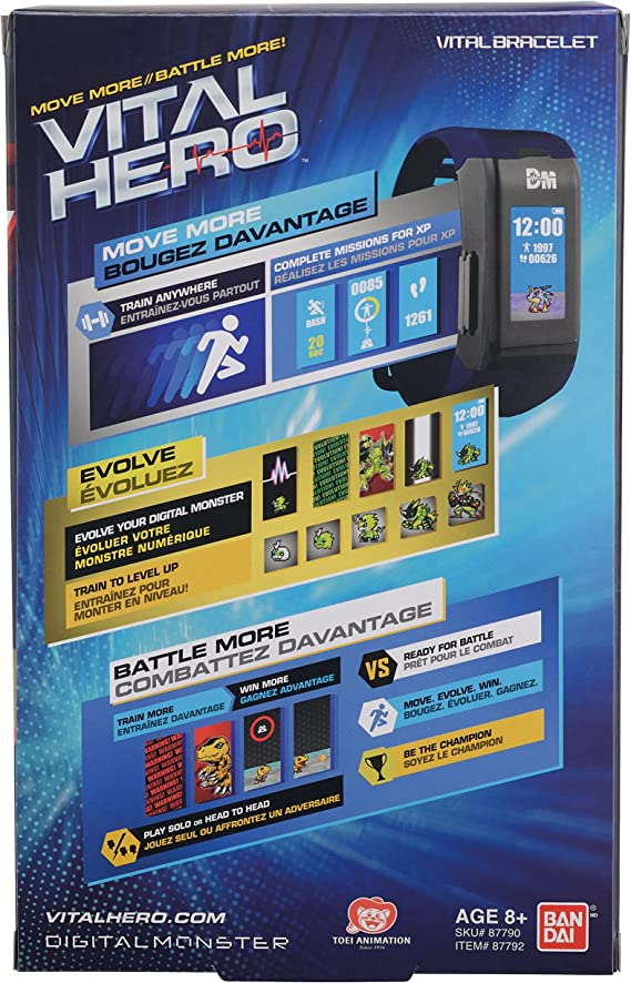 Bandai Hobby Vital Hero Digimon Blue Wearable Fitness Gaming Device Digital Monster Adventure Tracker BAN87792