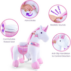PonyCycle Pink Unicorn Ride On Toy Walking & Rocking Pony for Kids Ages 7+ Max Load 176 lbs - Ux502