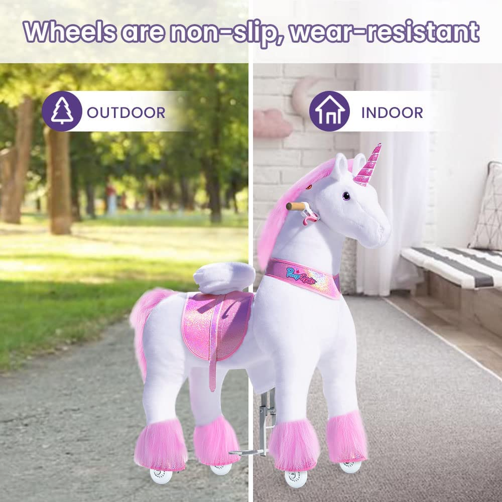 PonyCycle Pink Unicorn Ride On Toy Walking & Rocking Pony for Kids Ages 7+ Max Load 176 lbs - Ux502