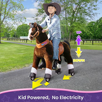 PonyCycle Dark Brown Horse Ride On Toy Walking & Rocking Pony with White Hooves for Kids Ages 7+ Max Load 176 lbs - Ux521