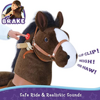 PonyCycle Dark Brown Horse Ride On Toy Walking & Rocking Pony with White Hooves for Kids Ages 7+ Max Load 176 lbs - Ux521