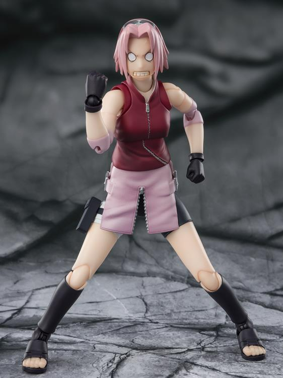 SH Figuarts Sakura Haruno Naruto Shippuden Action Figure Inheritor of Tsunade's Indominable Will Sakura Haruno Interchangeable Hands 5 Face PlatesTamashii Nations Bandai Spirits BAS63448
