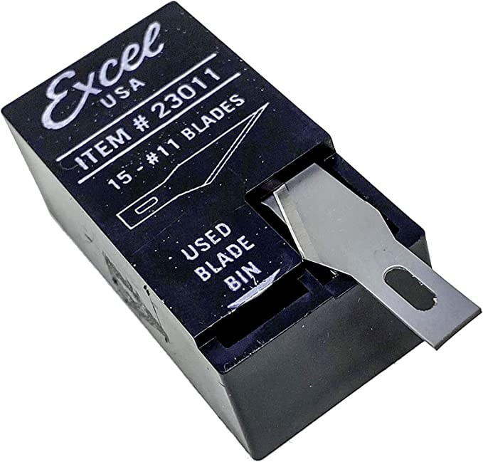 Excel Blades #11 Craft Knife Replacement Blades - Double Honed Blades for Craft Knife - Perfect for Trimming Wood, Plastic, Paper, Leather and More - Set of 15 with Dispenser