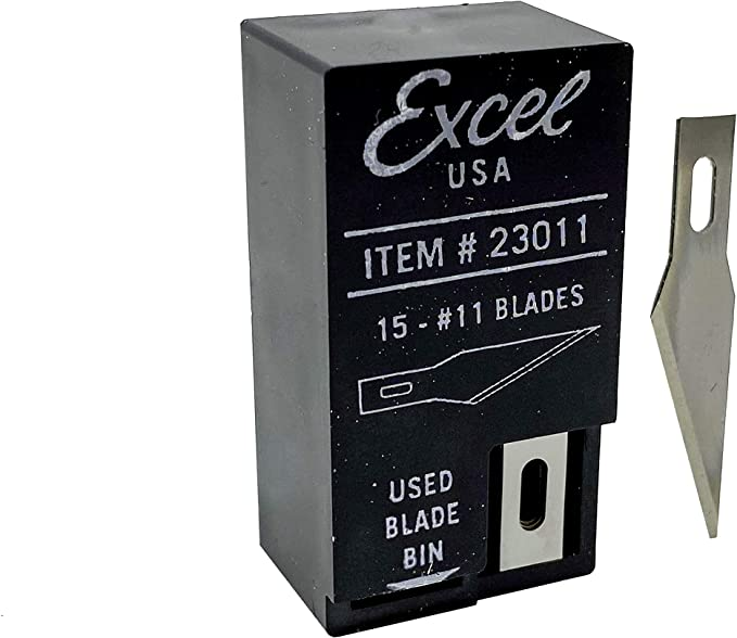 Excel Blades #11 Craft Knife Replacement Blades - Double Honed Blades for Craft Knife - Perfect for Trimming Wood, Plastic, Paper, Leather and More - Set of 15 with Dispenser