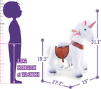 PonyCycle Official Updated 2021 Edition Ride on Unicorn Toy Plush Walking Animal White Unicorn Small Size Ages 3 to 5 UX304