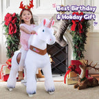 PonyCycle White Unicorn Ride On Horse Toy Walking & Rocking Pony for Kids Ages 4-7 Max Load 88 lbs - Ux404