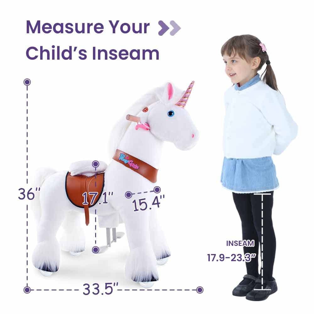 PonyCycle White Unicorn Ride On Horse Toy Walking & Rocking Pony for Kids Ages 4-7 Max Load 88 lbs - Ux404