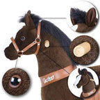 PonyCycle Dark Brown Horse Ride On Toy Walking & Rocking Pony with White Hooves for Kids Ages 4-7 Max Load 88 lbs - Ux421