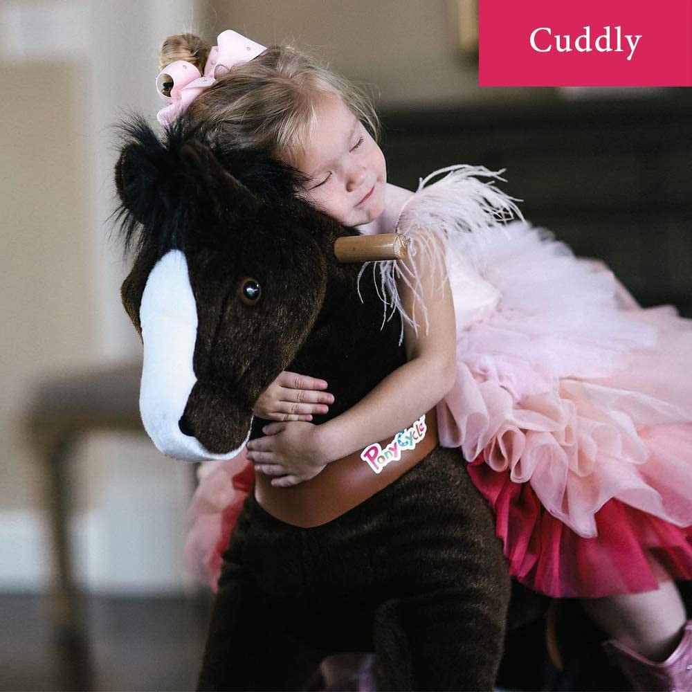 PonyCycle Dark Brown Horse Ride On Toy Walking & Rocking Pony with White Hooves for Kids Ages 4-7 Max Load 88 lbs - Ux421