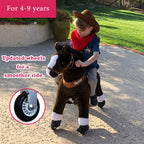 PonyCycle Dark Brown Horse Ride On Toy Walking & Rocking Pony with White Hooves for Kids Ages 4-7 Max Load 88 lbs - Ux421