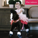 PonyCycle Dark Brown Horse Ride On Toy Walking & Rocking Pony with White Hooves for Kids Ages 4-7 Max Load 88 lbs - Ux421