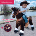 PonyCycle Dark Brown Horse Ride On Toy Walking & Rocking Pony with White Hooves for Kids Ages 4-7 Max Load 88 lbs - Ux421