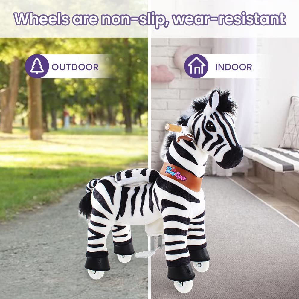 PonyCycle Zebra Ride On Toy Walking Rocking Animal Kids Ages 4 to 7 Max Load 88 Pounds UX468